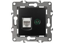ЭРА 12 Антрацит Розетка RJ45+TV Б0027445