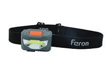 Фонарь налобный Feron TH2301 с аккумулятором 3W 1COB USB IP44, пластик