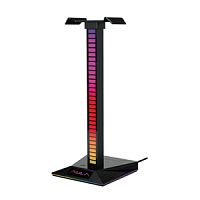 Подставка для наушников с подсветкой AULA F65, многоцветная подсветка, AUX порт, встроенный USB хаб (USB-A, USB-C, 3,5 мм аудио), черный (1/40) (80003454)