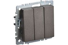 BRITE Выключатель 3-клавишный 10А ВС10-3-0-БрТБ темная бронза IEK