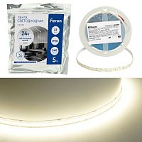 Лента светодиодная, 240SMD(2835)/м 22Вт/м 24V 5000*10*1.22мм 4000К, IP20. LS503 FERON