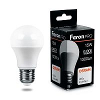 Лампа светодиодная Feron.PRO LB-1015 Шар E27 15W 6400K OSRAM LED