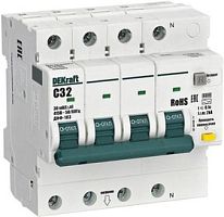 Выключатель автоматический дифференциального тока (АВДТ) 3P+N 32А 30мА AC х-ка C ДИФ-103 6кА DEKraft
