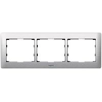 Рамка Legrand Galea Life 3 поста,гориз. Brushed Aluminium (тертый алюминий)