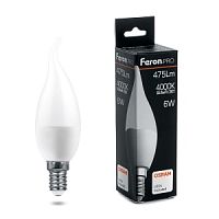 Лампа светодиодная Feron.PRO LB-1306 Свеча на ветру E14 6W 4000K OSRAM LED