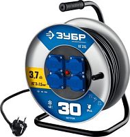 ЗУБР КГ-315, КГ, 3 x 1.5 мм2, 30 м, 3700 Вт, IP44, силовой удлинитель на стальной катушке, Профессионал