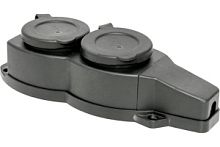 Двухместная розетка с защитными крышками EKF каучуковая, 230В, 2P+PE, 16A, IP44  Двухместная розетка с защитными крышками EKF каучуковая, 230В, 2P+PE, 16A, IP44