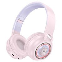 Беспроводные наушники накладные HOCO W50 Cute fun, Bluetooth, розовый