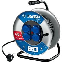 Силовой удлинитель на стальной катушке КГ-325, КГ, 3x2,5 мм2, 20 м, 4000 Вт, IP44, Профессионал ЗУБР
