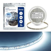 Лента светодиодная 180SMD(2835)/м 16Вт/м 24V 5000*10*1,22мм 6000К. LS502 FERON