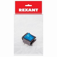 Выключатель клавишный 250V 16А (4с) ON-OFF синий с подсветкой REXANT инд. уп.