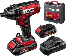 ЗУБР С1-18, 18 В, 250 Н м, 2 АКБ (2 А ч), винтоверт ударный, кейс