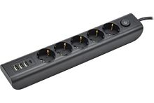 MODERN Удлинитель У05В 5 розеток с заземляющим контактом + USBх4 2м 3х1мм2 16А/250В черный IEK MODERN Удлинитель У05В 5 розеток с заземляющим контактом + USBх4 2м 3х1мм2 16А/250В черный IEK