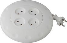 Удлинитель электрический ЭРА UR-4-7m-W рулетка без заземления 4 розетки 7м 2x1мм2 10А белая