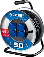 55079-50_z01, ЗУБР КГ-325, КГ, 3 x 2.5 мм2, 50 м, 4000 Вт, IP44, силовой удлинитель на стальной катушке, Профессионал