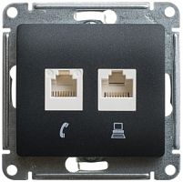 SE Glossa Антрацит Розетка 2-ая компьютерная RJ45+RJ45, кат.5E