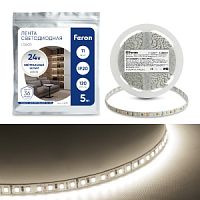 Лента светодиодная 120SMD(2835)/м 11Вт/м 24V 4000*8*1,22мм 3000К. LS501 FERON