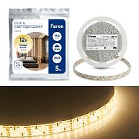 Лента светодиодная, 240SMD(2835)/m 19,2W/m 12V 5m 3000К LS615 FERON